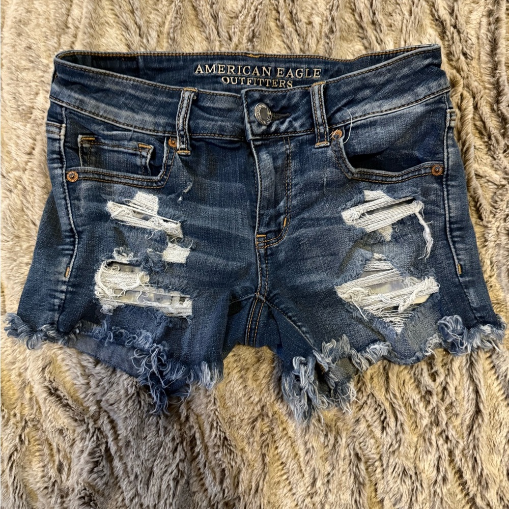 American Eagle Outfitters Distressed Blue Jean Shorts